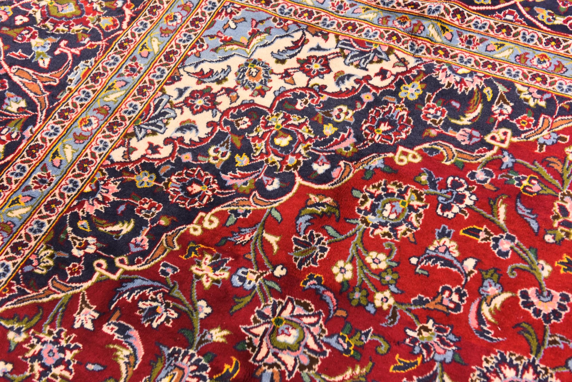 10' x 12' 9 Hand Knotted Kashan Persian Wool Rug