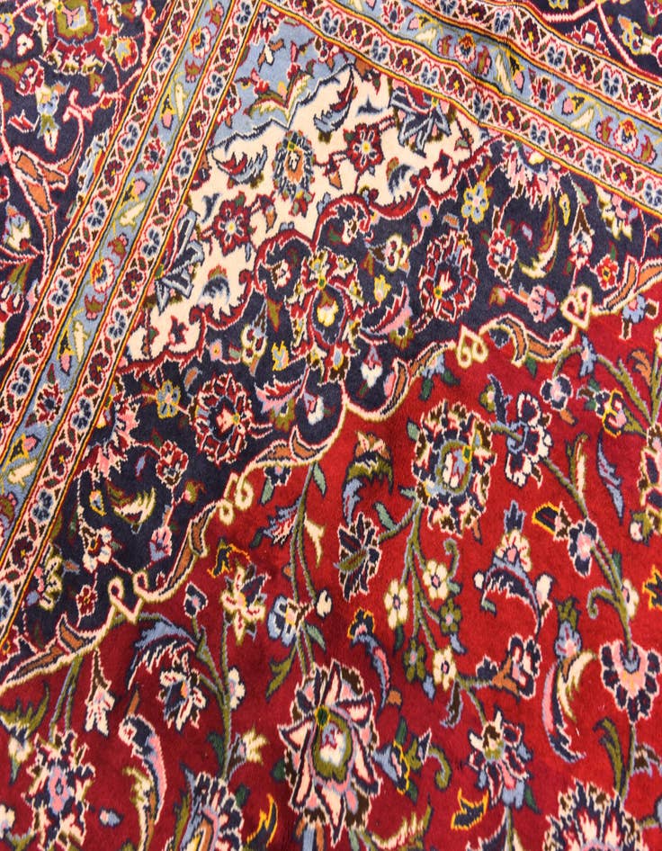 Detail image of 10' x 12' 9 Hand Knotted Kashan Persian Wool Rug