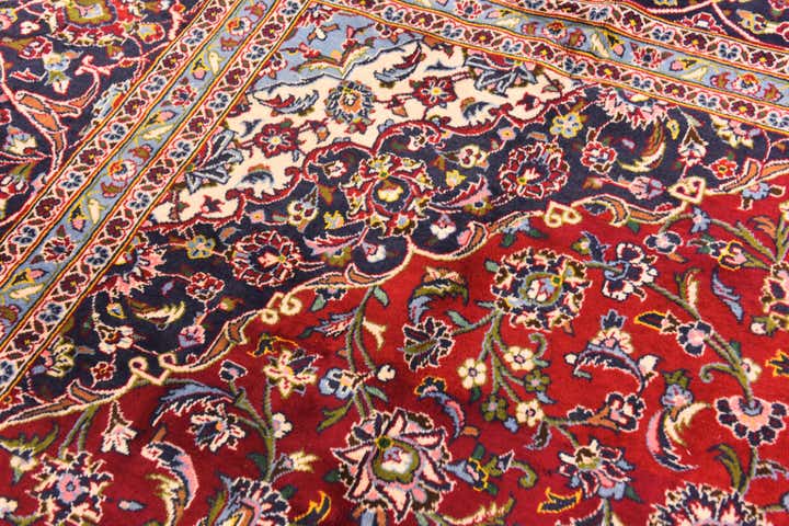 10' x 12' 9 Hand Knotted Kashan Persian Wool Rug