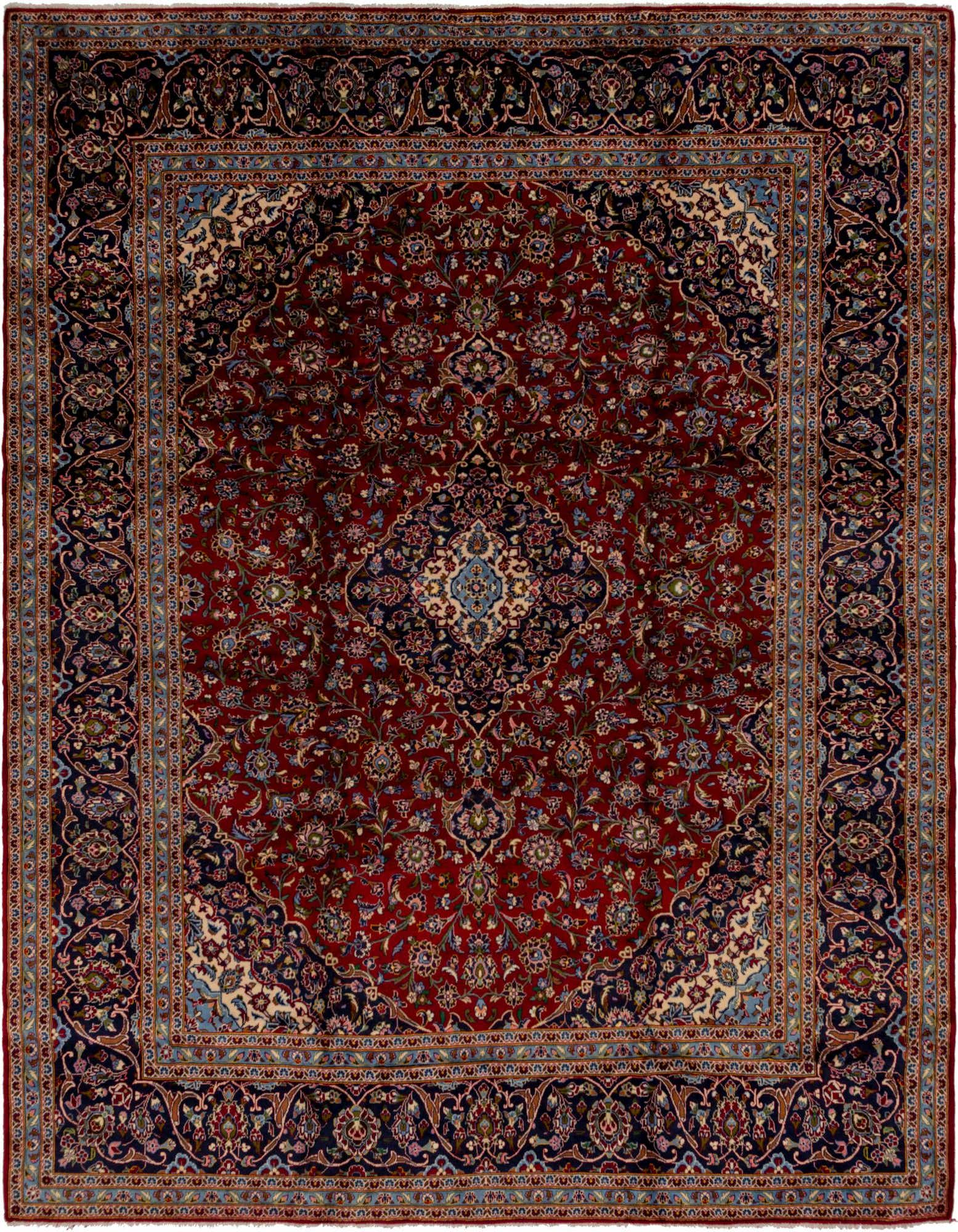 10' x 12' 9 Hand Knotted Kashan Persian Wool Rug