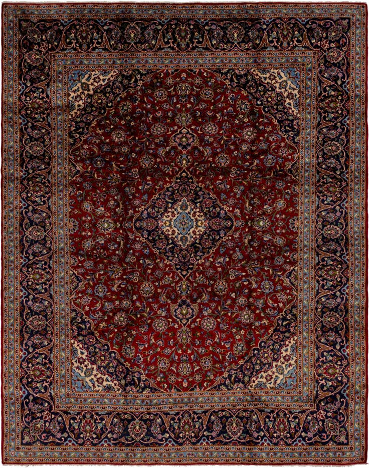 Detail image of 10' x 12' 9 Hand Knotted Kashan Persian Wool Rug