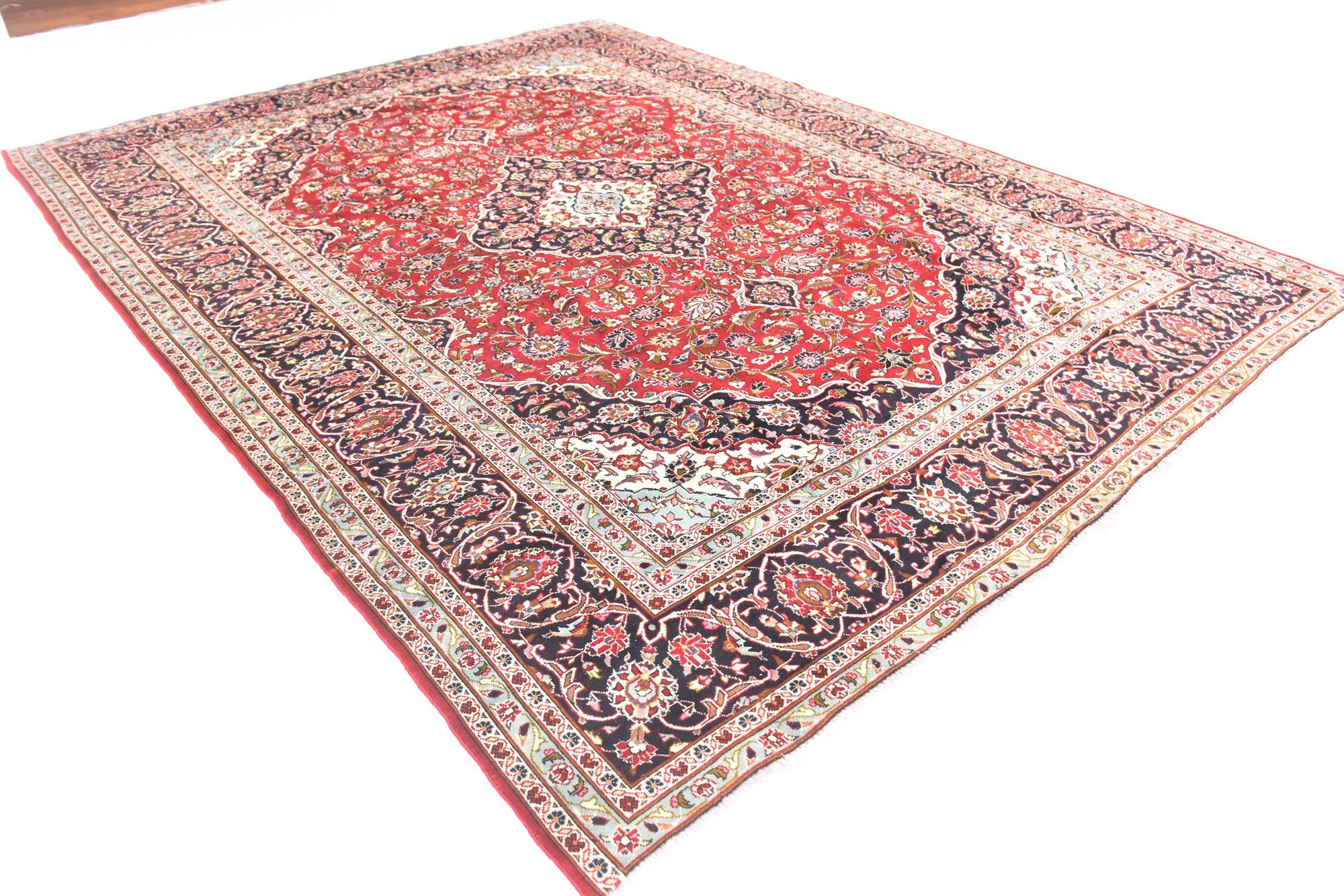 9' 8 x 12' 9 Hand Knotted Kashan Persian Wool Rug