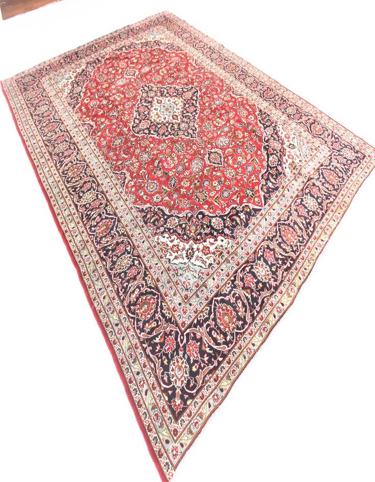 Detail image of 9' 8 x 12' 9  Hand Knotted Kashan Persian Wool Rug