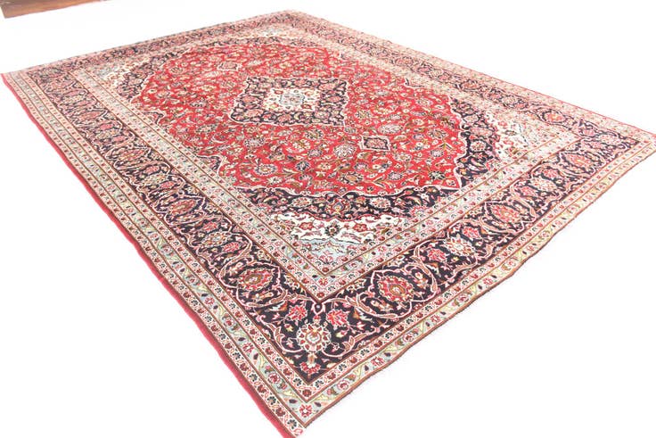 Detail image of 9' 8 x 12' 9 Hand Knotted Kashan Persian Wool Rug