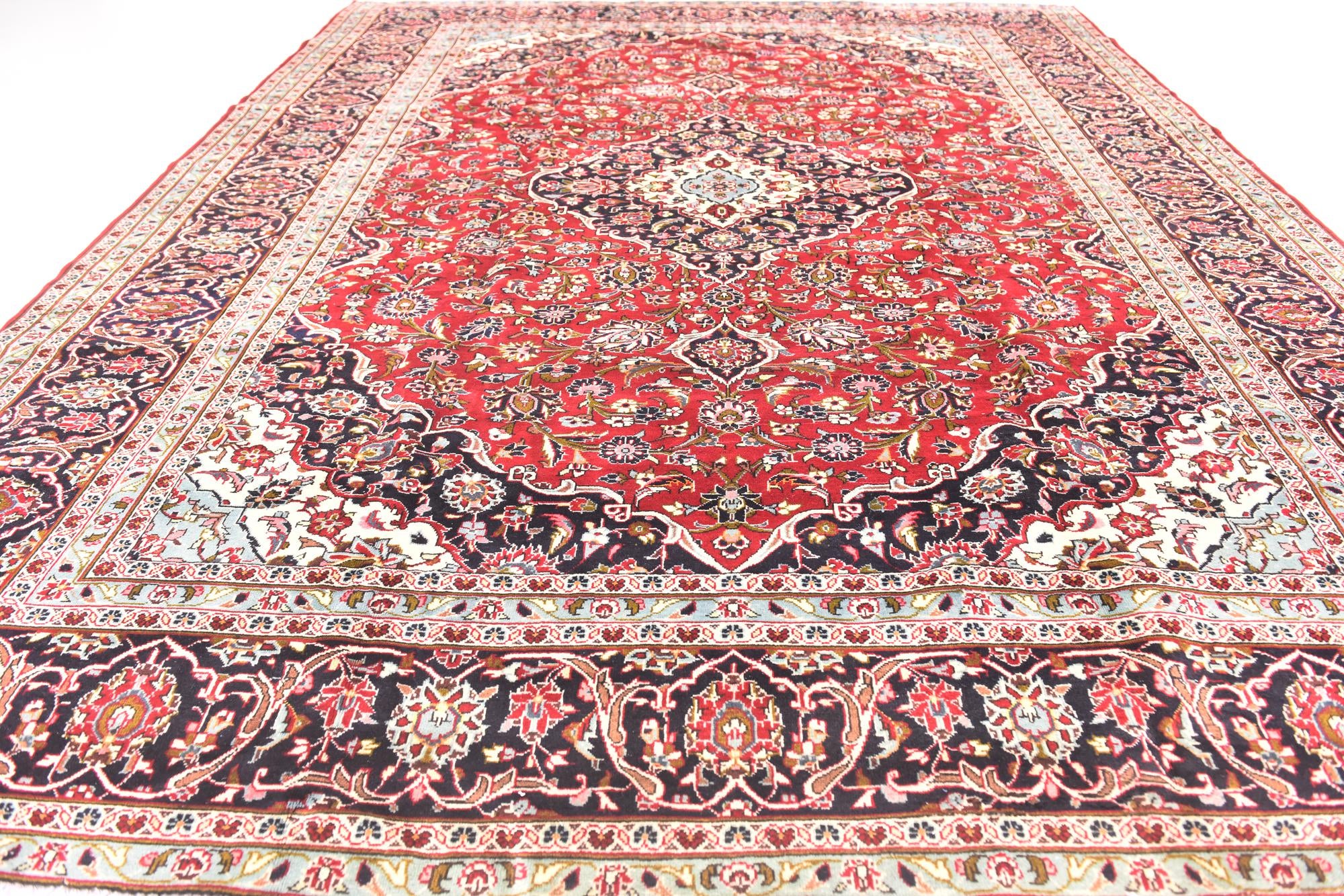 9' 8 x 12' 9 Hand Knotted Kashan Persian Wool Rug