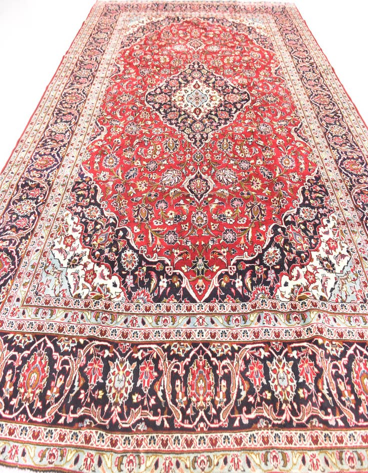 Detail image of 9' 8 x 12' 9  Hand Knotted Kashan Persian Wool Rug