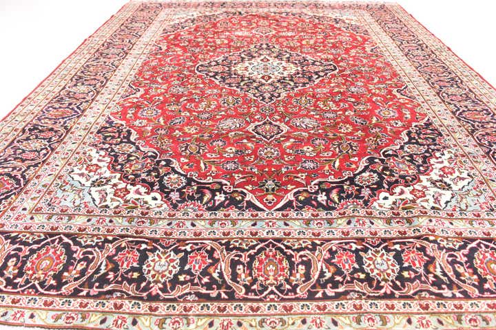 9' 8 x 12' 9 Hand Knotted Kashan Persian Wool Rug