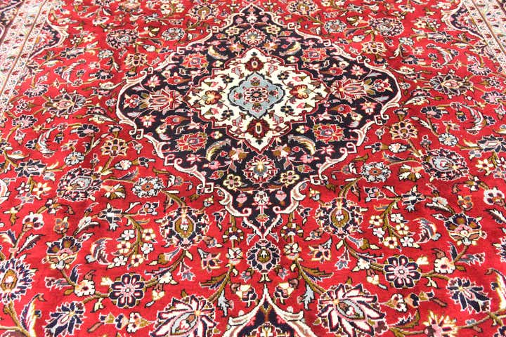9' 8 x 12' 9 Hand Knotted Kashan Persian Wool Rug