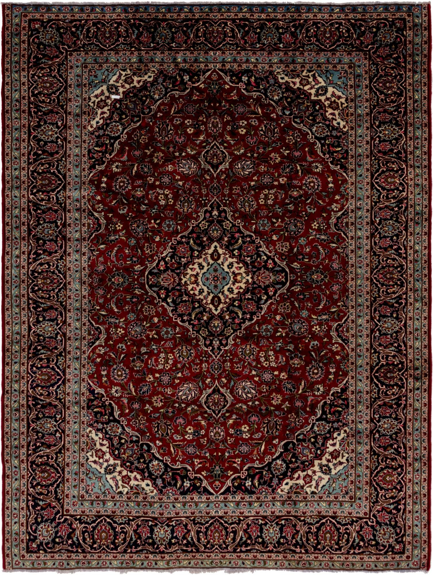 9' 8 x 12' 9 Hand Knotted Kashan Persian Wool Rug