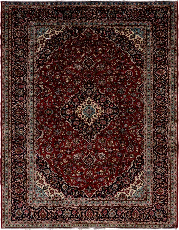 Detail image of 9' 8 x 12' 9 Hand Knotted Kashan Persian Wool Rug