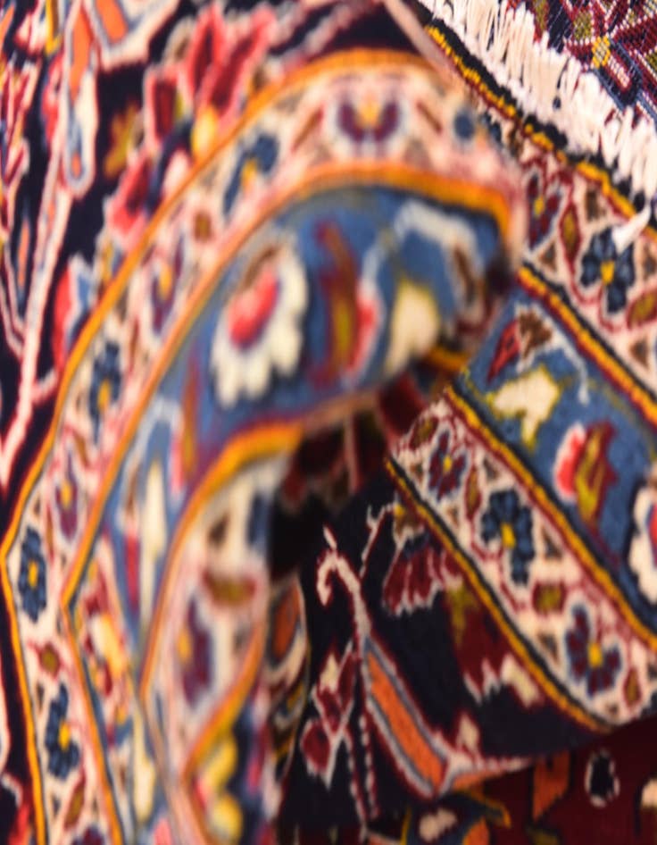 Detail image of 9' 7 x 13' 8  Hand Knotted Kashan Persian Wool Rug