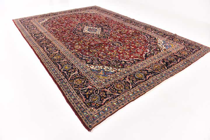 9' 7 x 13' 8 Hand Knotted Kashan Persian Wool Rug