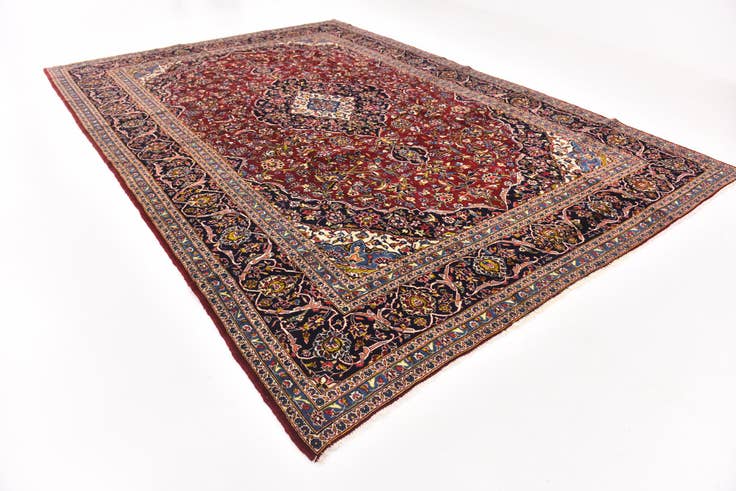 Detail image of 9' 7 x 13' 8 Hand Knotted Kashan Persian Wool Rug