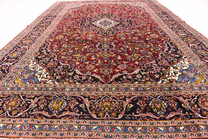 9' 7 x 13' 8 Hand Knotted Kashan Persian Wool Rug