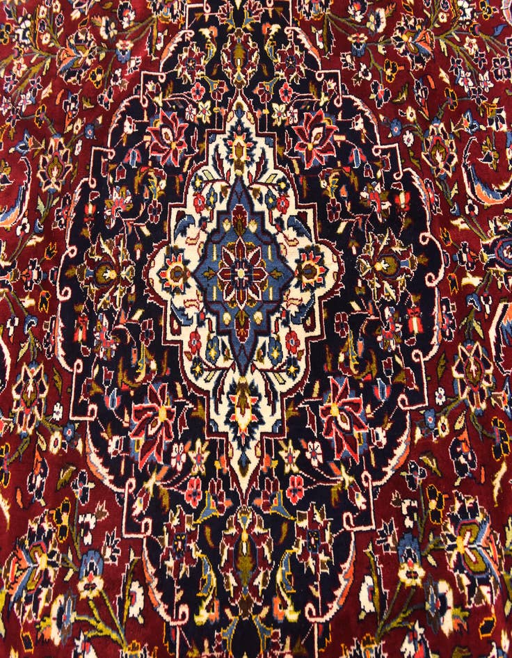 Detail image of 9' 7 x 13' 8  Hand Knotted Kashan Persian Wool Rug