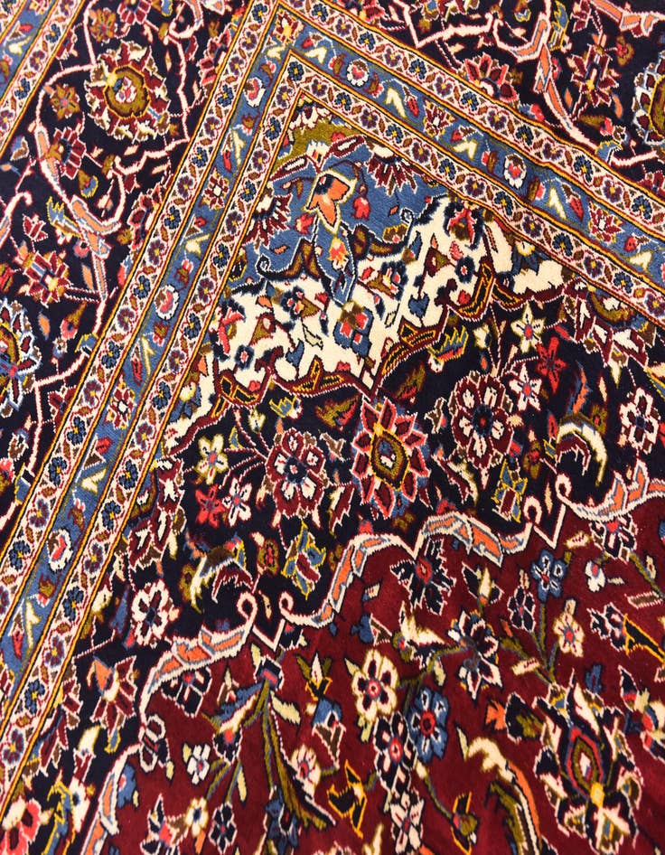 Detail image of 9' 7 x 13' 8  Hand Knotted Kashan Persian Wool Rug