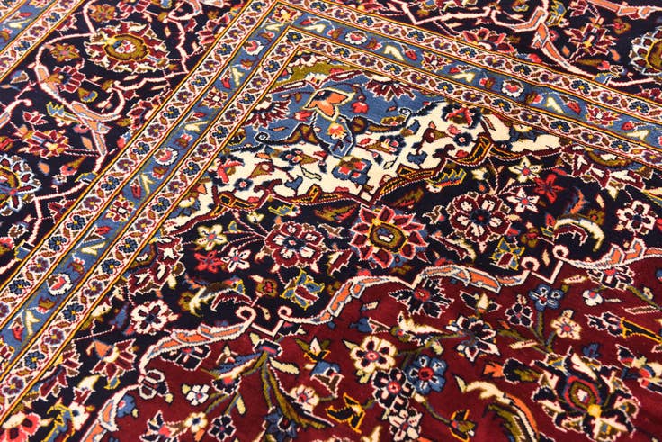 Detail image of 9' 7 x 13' 8 Hand Knotted Kashan Persian Wool Rug
