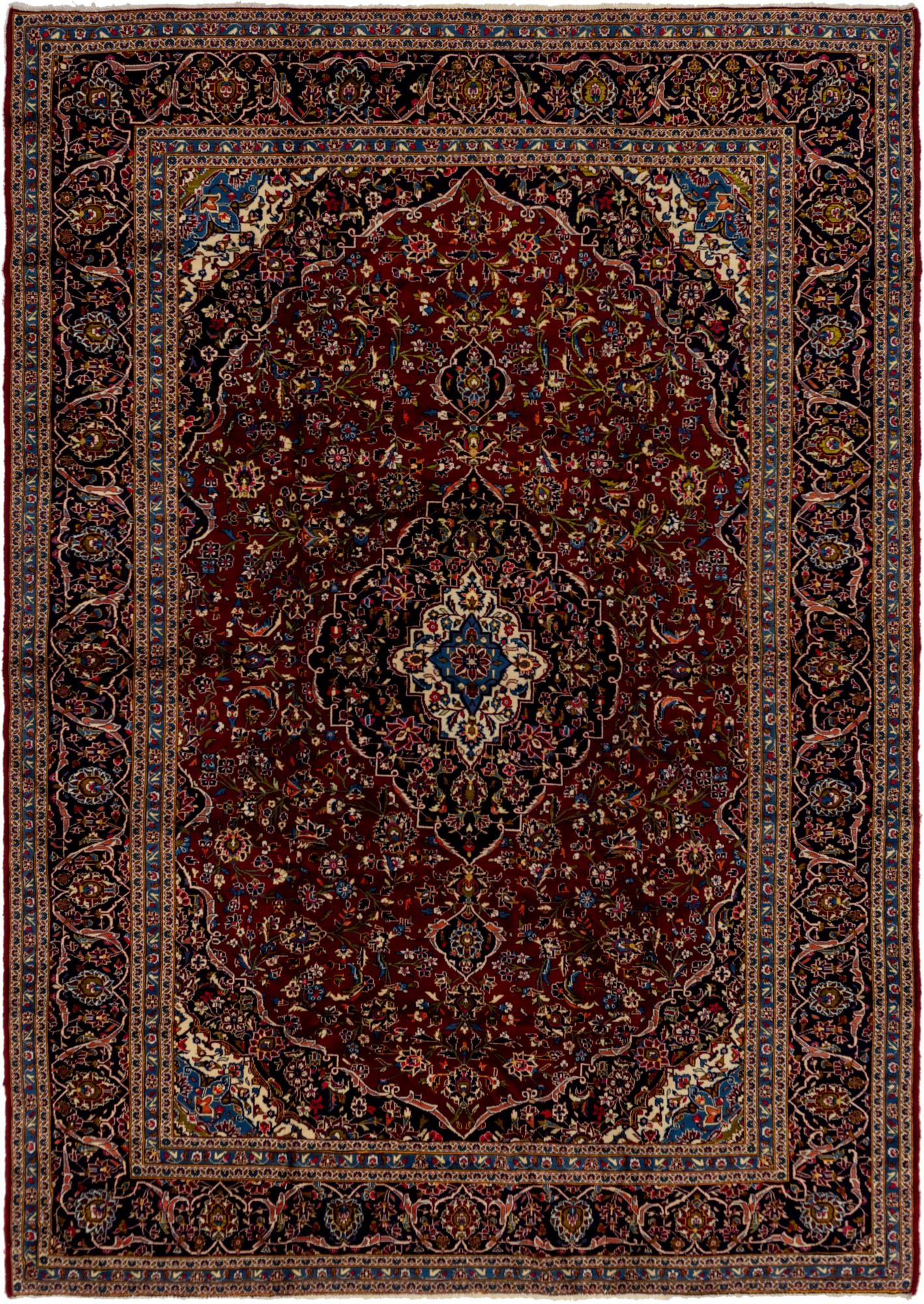 9' 7 x 13' 8 Hand Knotted Kashan Persian Wool Rug
