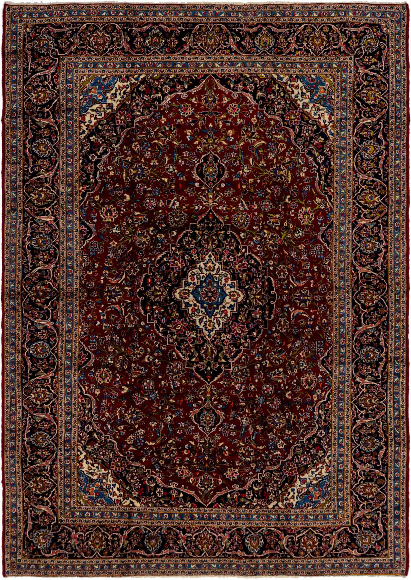 9' 7 x 13' 8 Hand Knotted Kashan Persian Wool Rug