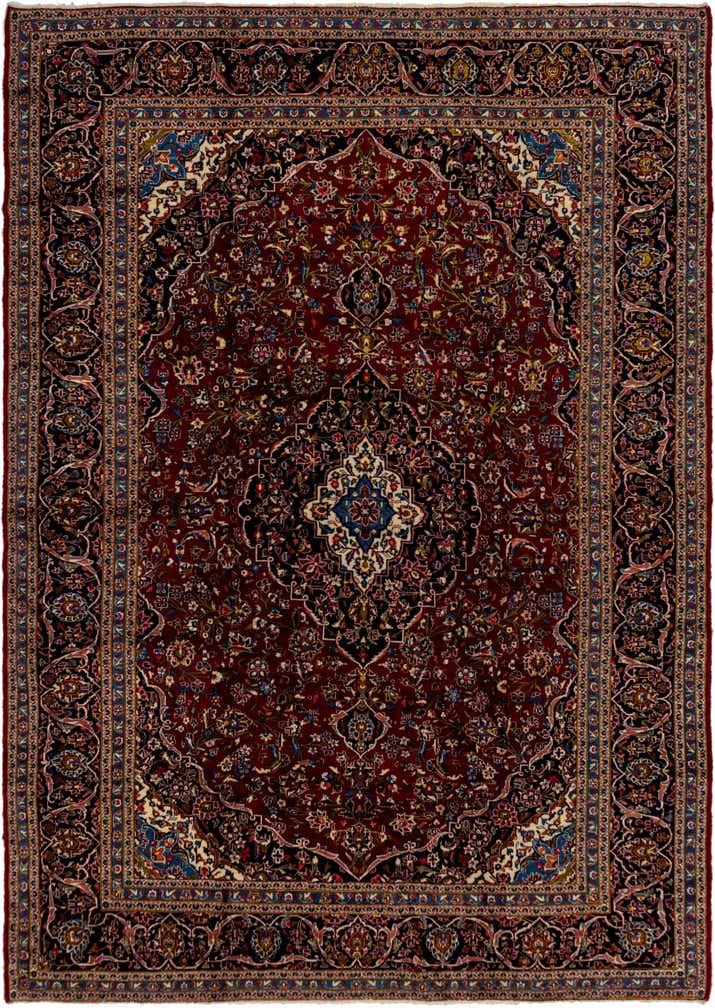 9' 7 x 13' 8 Hand Knotted Kashan Persian Wool Rug