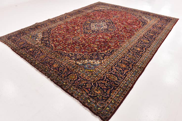 Detail image of 9' 6 x 12' 7 Hand Knotted Kashan Persian Wool Rug