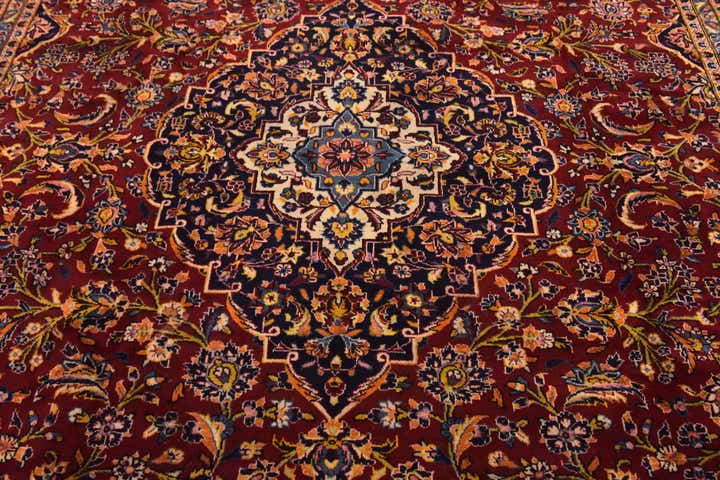 9' 6 x 12' 7 Hand Knotted Kashan Persian Wool Rug