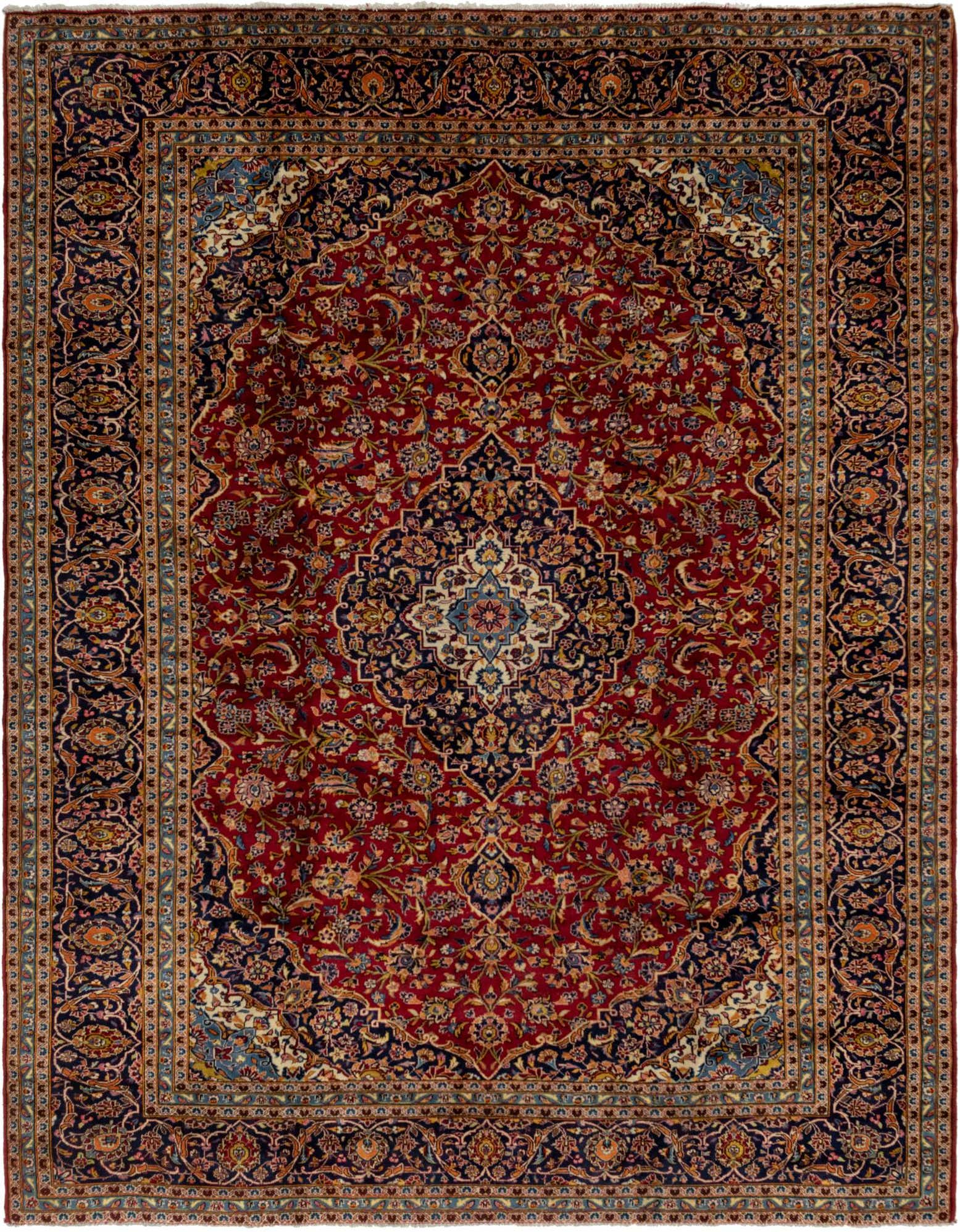 9' 6 x 12' 7 Hand Knotted Kashan Persian Wool Rug