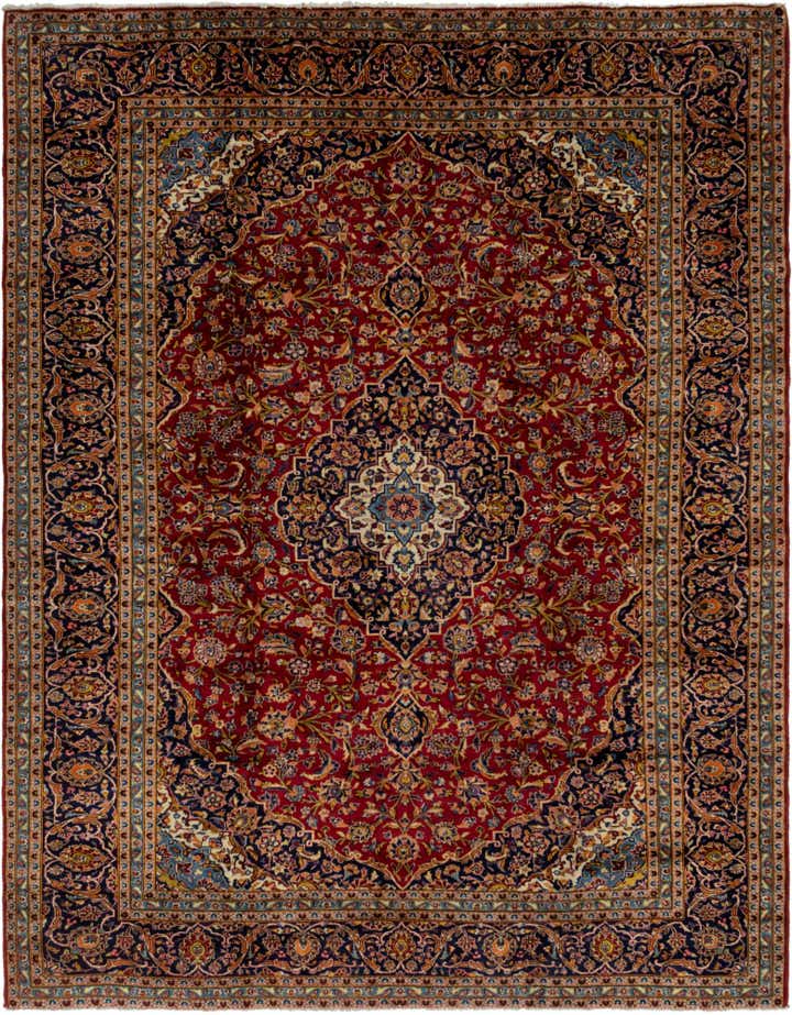 9' 6 x 12' 7 Hand Knotted Kashan Persian Wool Rug
