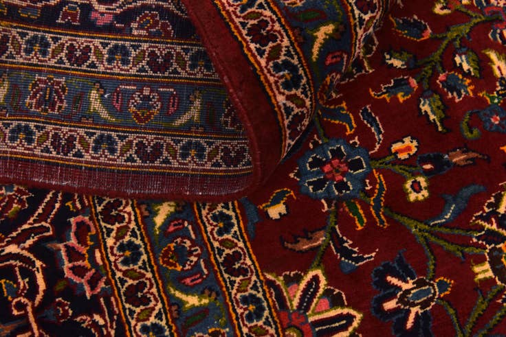 Detail image of 9' 1 x 12' 4 Hand Knotted Kashan Persian Wool Rug