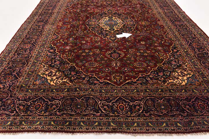 9' 1 x 12' 4 Hand Knotted Kashan Persian Wool Rug