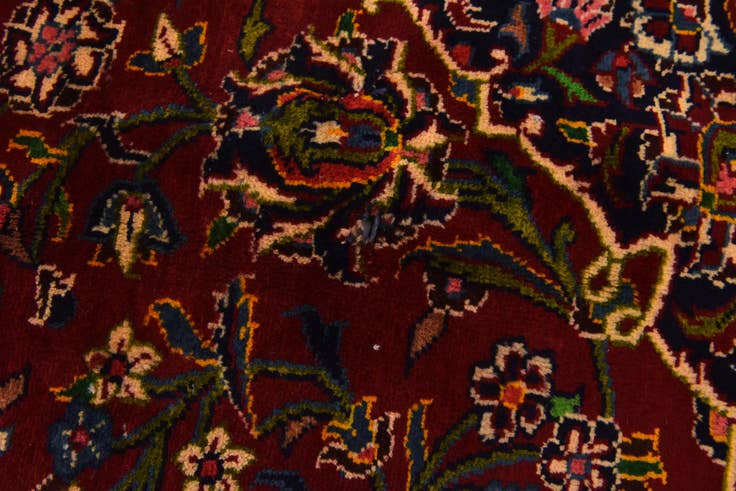 Detail image of 9' 1 x 12' 4 Hand Knotted Kashan Persian Wool Rug