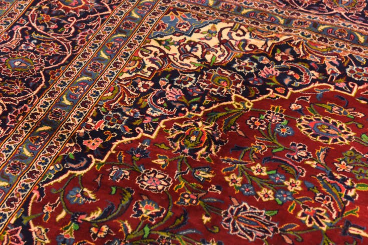 Detail image of 9' 1 x 12' 4 Hand Knotted Kashan Persian Wool Rug