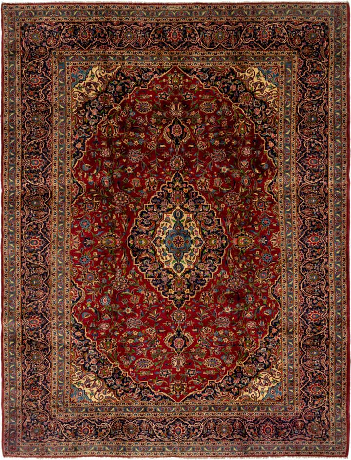9' 1 x 12' 4 Hand Knotted Kashan Persian Wool Rug