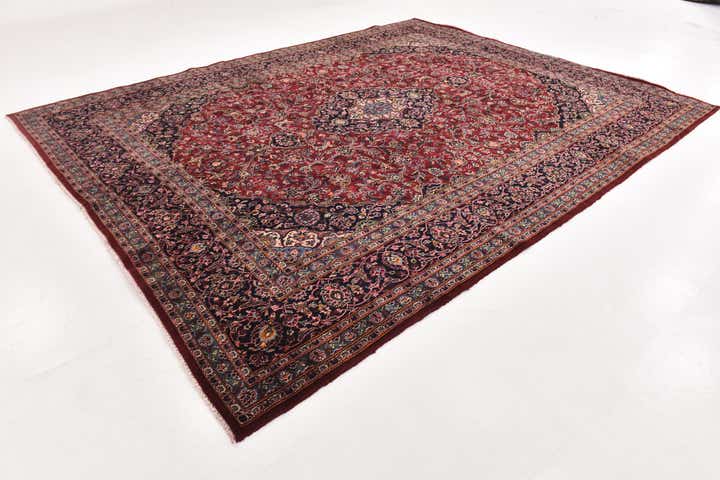 9' 10 x 12' 6 Hand Knotted Kashan Persian Wool Rug