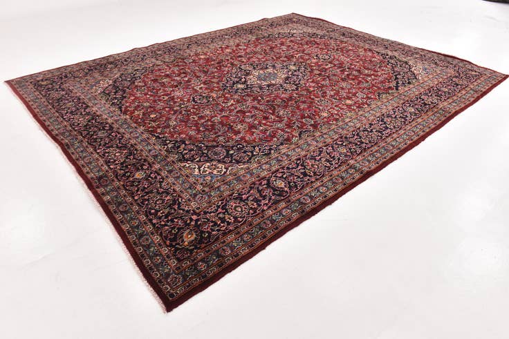 Detail image of 9' 10 x 12' 6 Hand Knotted Kashan Persian Wool Rug