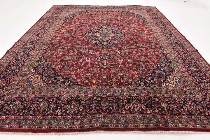 9' 10 x 12' 6 Hand Knotted Kashan Persian Wool Rug