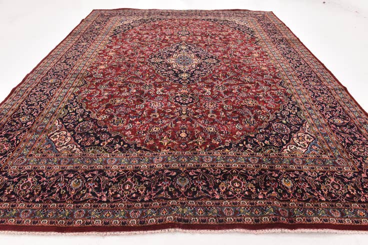 Detail image of 9' 10 x 12' 6 Hand Knotted Kashan Persian Wool Rug