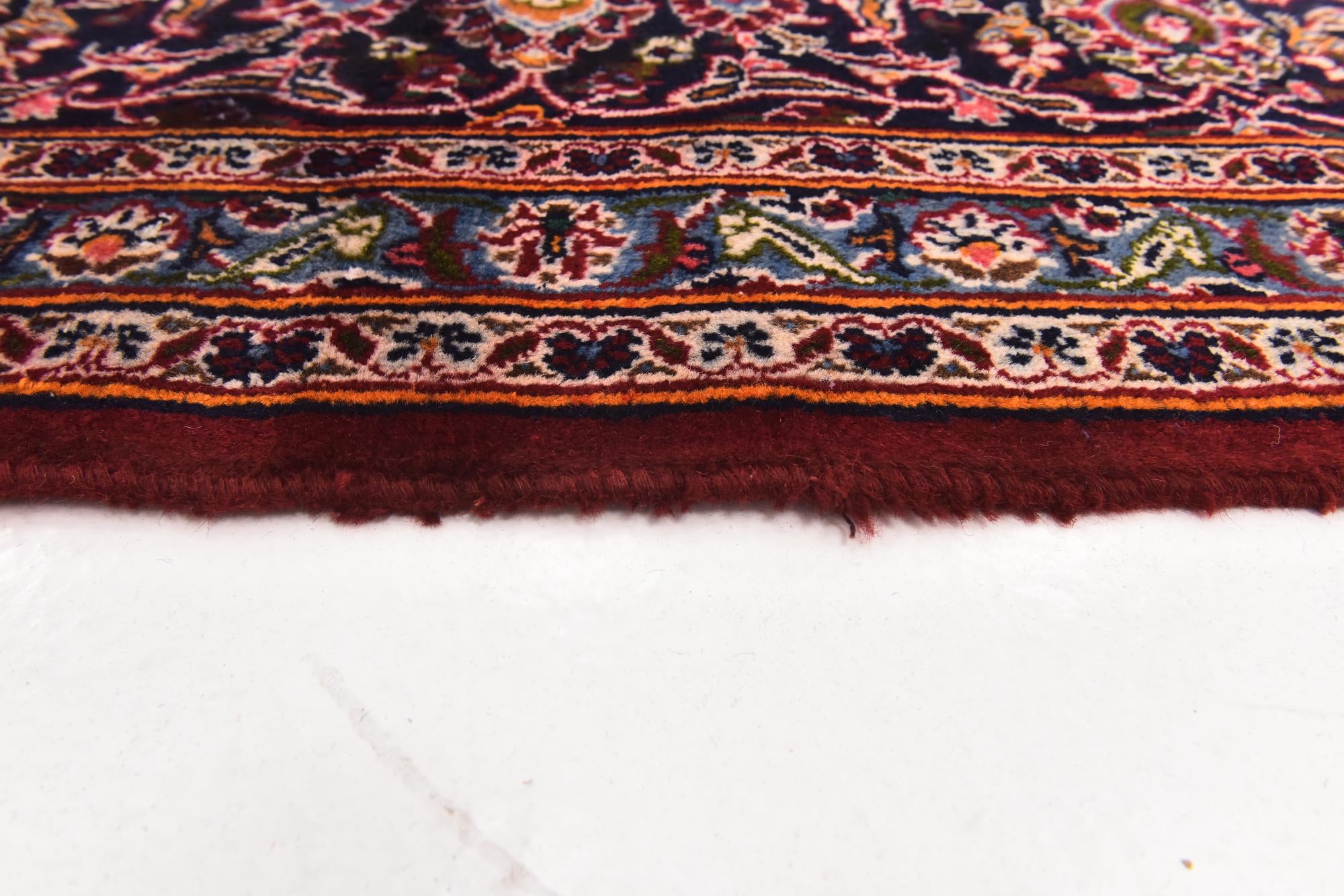 9' 10 x 12' 6 Hand Knotted Kashan Persian Wool Rug