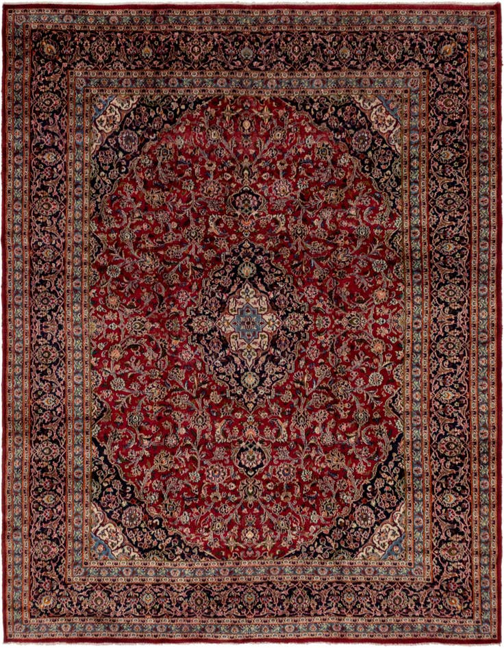 Detail image of 9' 10 x 12' 6 Hand Knotted Kashan Persian Wool Rug