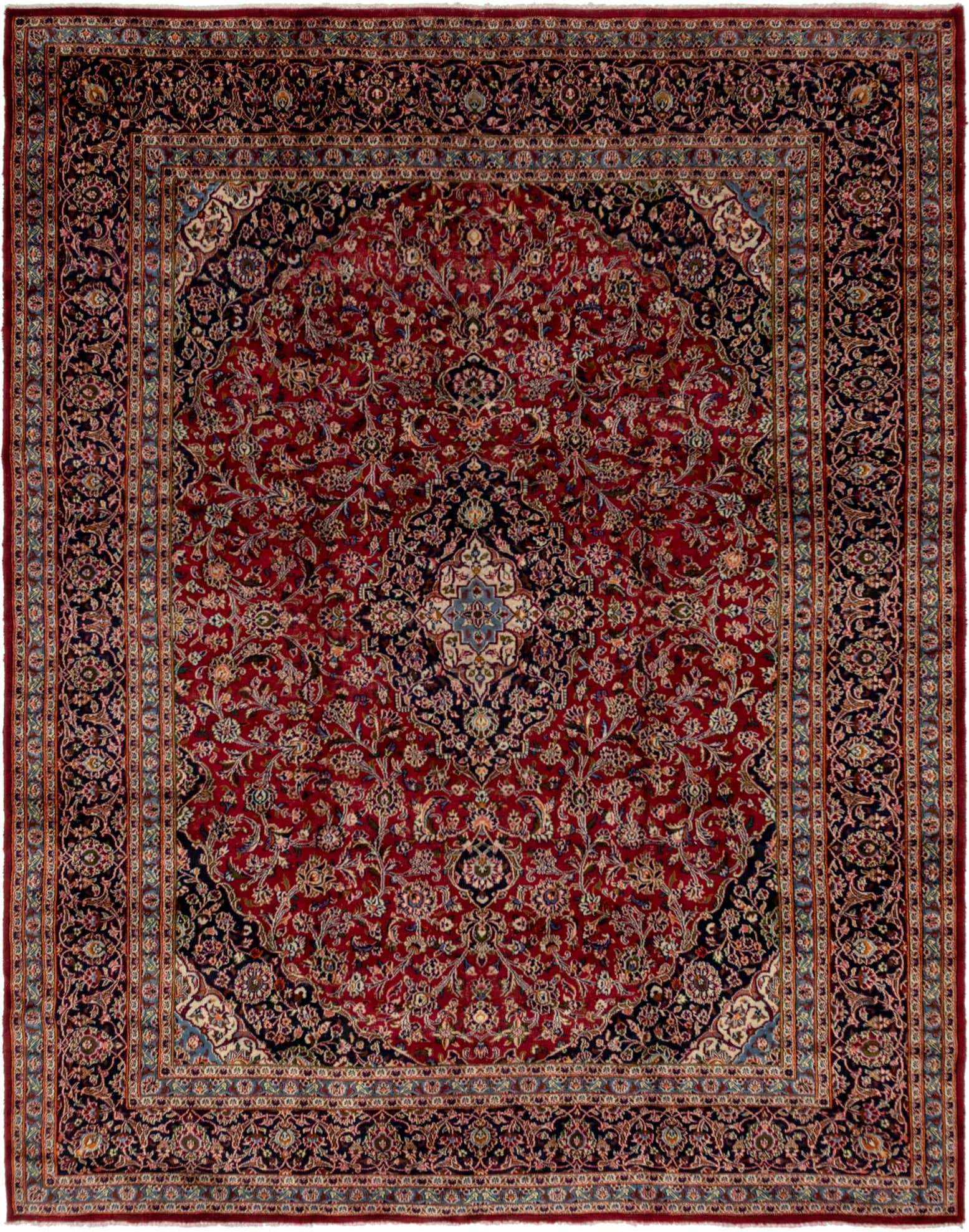 9' 10 x 12' 6 Hand Knotted Kashan Persian Wool Rug