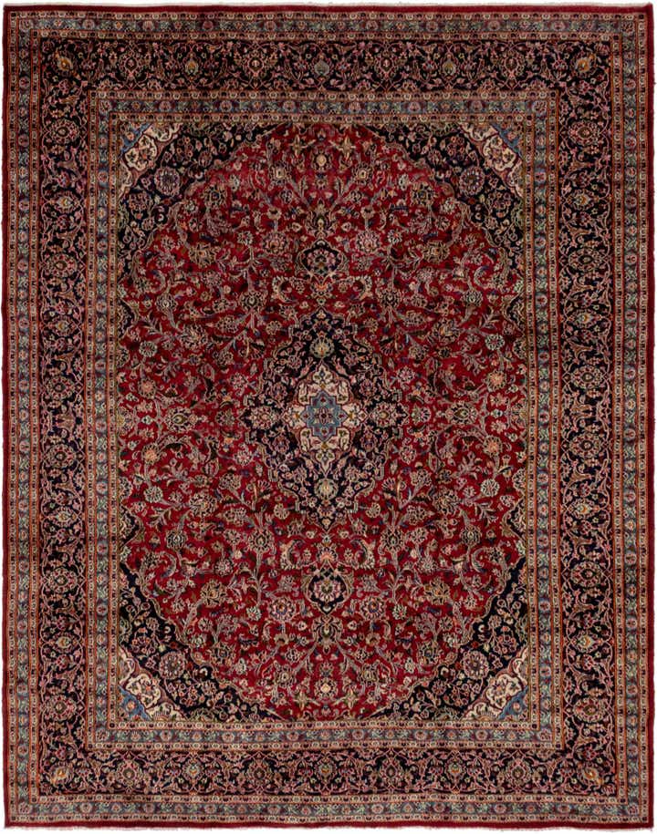 9' 10 x 12' 6 Hand Knotted Kashan Persian Wool Rug