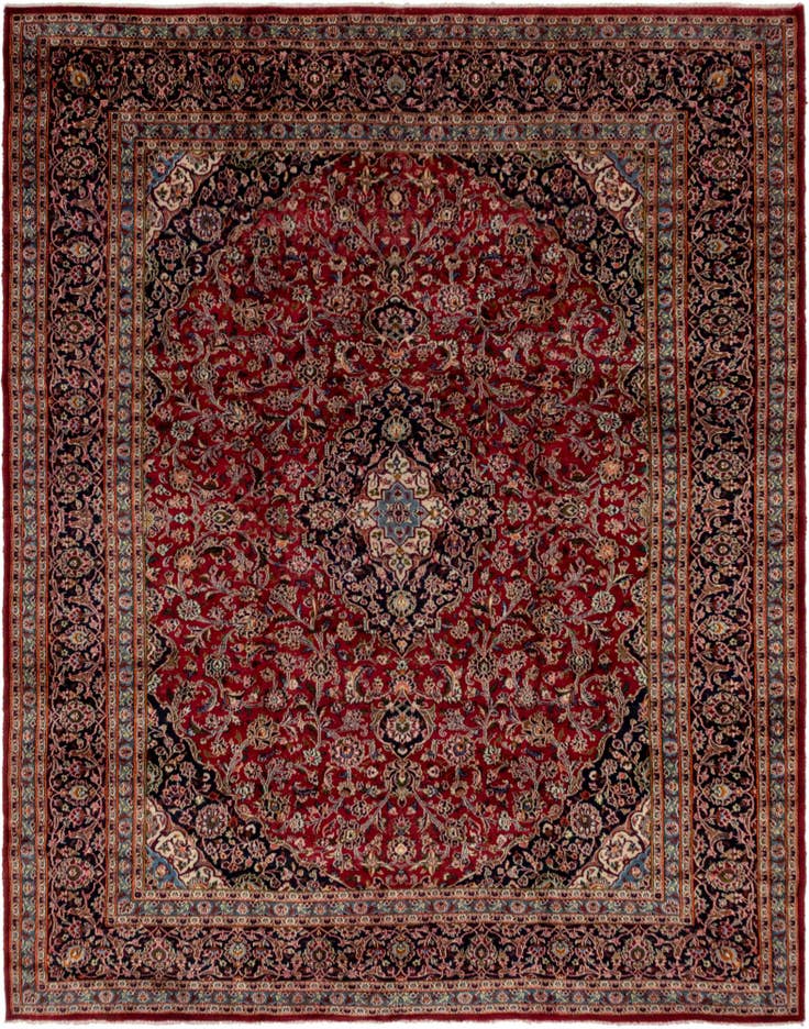 Detail image of 9' 10 x 12' 6 Hand Knotted Kashan Persian Wool Rug