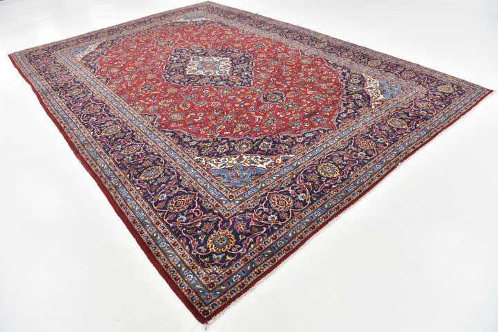 9' 6 x 13' 5 Hand Knotted Kashan Persian Wool Rug
