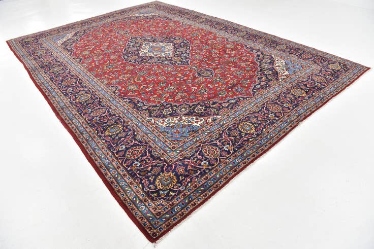 Detail image of 9' 6 x 13' 5 Hand Knotted Kashan Persian Wool Rug