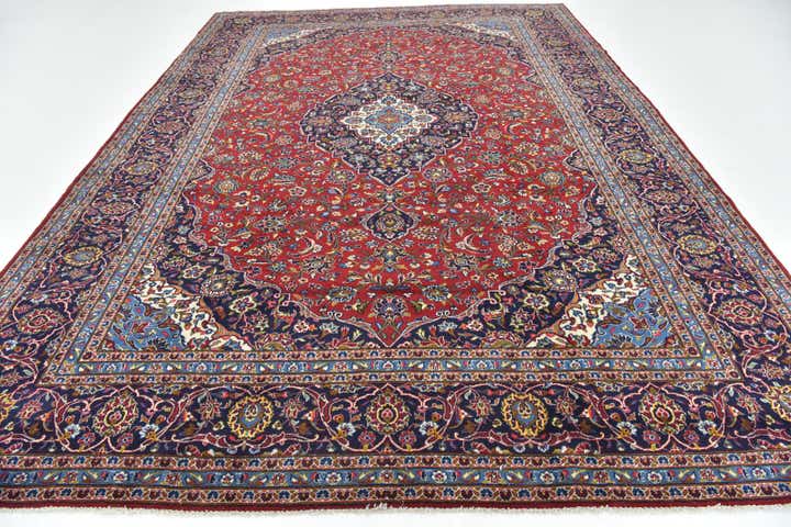 9' 6 x 13' 5 Hand Knotted Kashan Persian Wool Rug