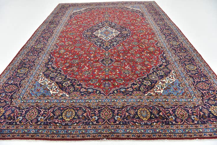 Detail image of 9' 6 x 13' 5 Hand Knotted Kashan Persian Wool Rug