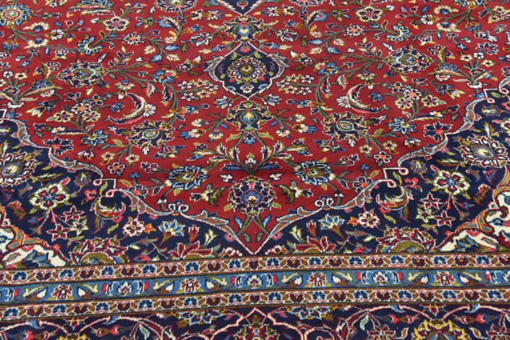 Detail image of 9' 6 x 13' 5 Hand Knotted Kashan Persian Wool Rug