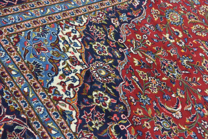 9' 6 x 13' 5 Hand Knotted Kashan Persian Wool Rug