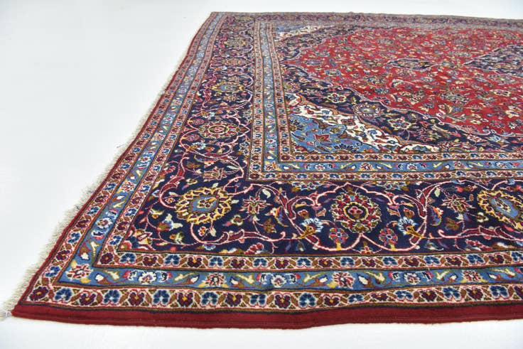 Detail image of 9' 6 x 13' 5 Hand Knotted Kashan Persian Wool Rug