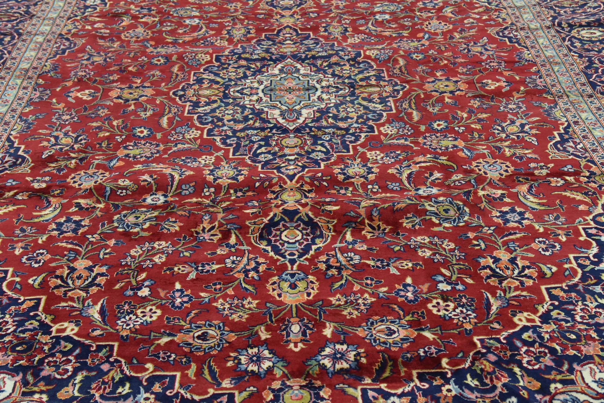 9' 9 x 13' 2 Hand Knotted Kashan Persian Wool Rug